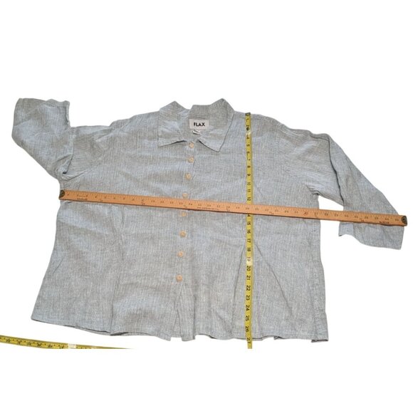 Flax Generous 2G Womens Button-Down Shirt 100% Linen Gray Long Sleeve - Picture 11 of 15